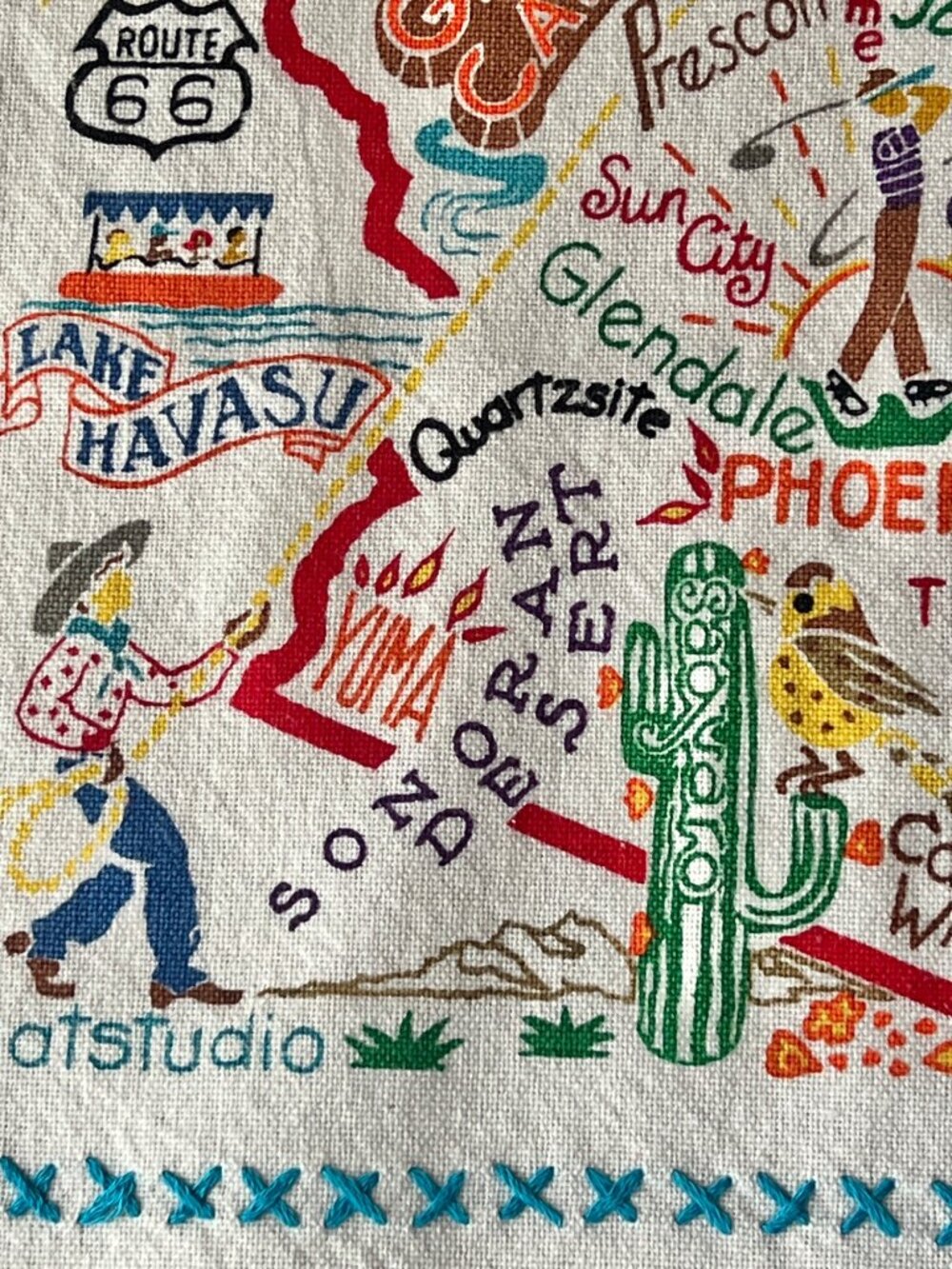 Catstudio Arizona Dish Towels Set of 2 Cotton AZ Map Design 29x21 New Gift - Picture 11 of 16
